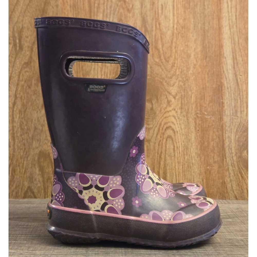 Bogs Kaleidoscope Rain Boots Youth Size 8 Purple